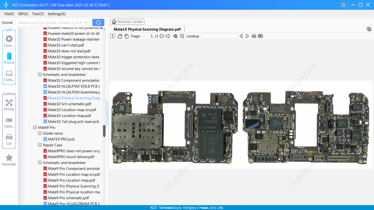 Huawei Mate10 Physical Scanning Diagram